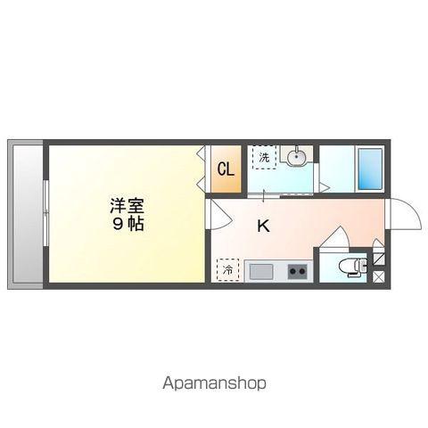 アーバンテラス東岡山Ⅱ(1K/2階)の間取り写真