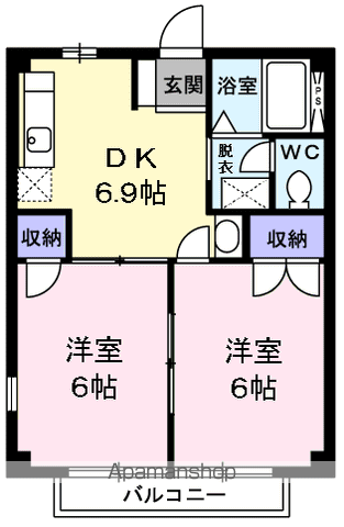 アーバンキャッスル(2DK/2階)の間取り写真