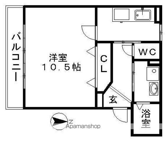 マルトピア九重2(1K/2階)の間取り写真
