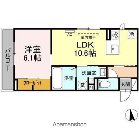 カトレアⅥ(1LDK/3階)の間取り写真