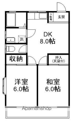 コーポ石井(2DK/2階)の間取り写真