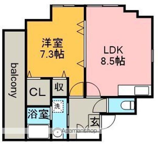 FILL RICH(1LDK/2階)の間取り写真