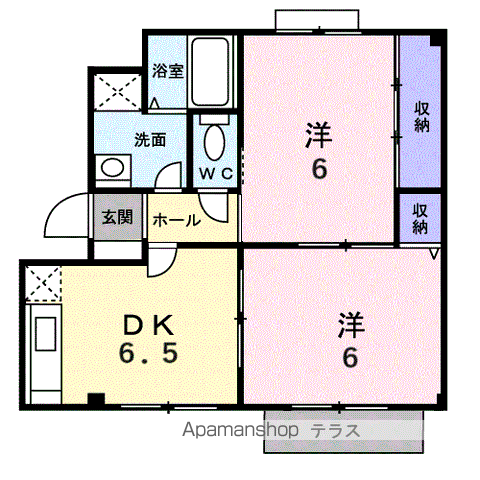 アミール立川Ⅰ(2DK/1階)の間取り写真