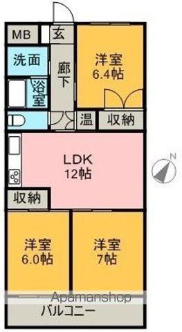 JOYぶりっじ上神拝(3LDK/3階)の間取り写真