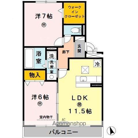 ファミリーメイト矢田A棟(2LDK/1階)の間取り写真