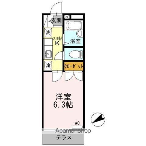 第Ⅱメゾン谷端(1K/1階)の間取り写真