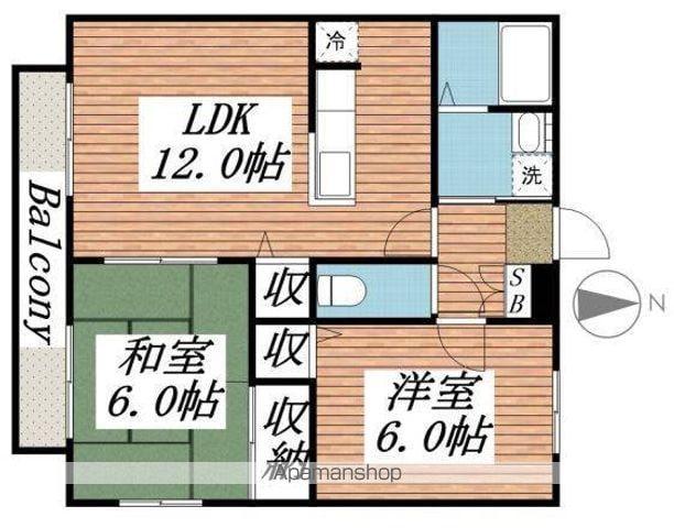 フェアリーヒルB(2LDK/1階)の間取り写真