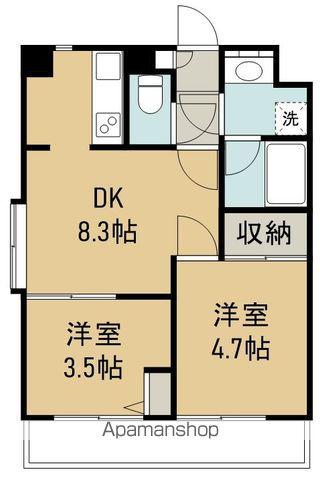グレース萩野町(2DK/2階)の間取り写真