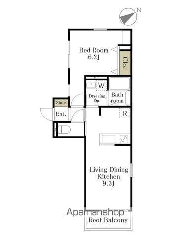 LIENTO北沢(1LDK/3階)の間取り写真