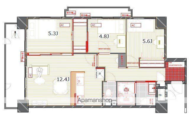 ラフィネ立川(3LDK/7階)の間取り写真