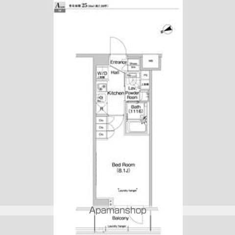 プラウドフラット代々木八幡(1K/4階)の間取り写真