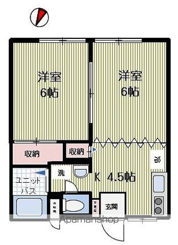 サンシティ仙北B(2K/1階)の間取り写真