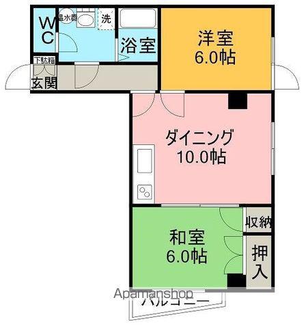 メゾンドリバージュ(2DK/3階)の間取り写真
