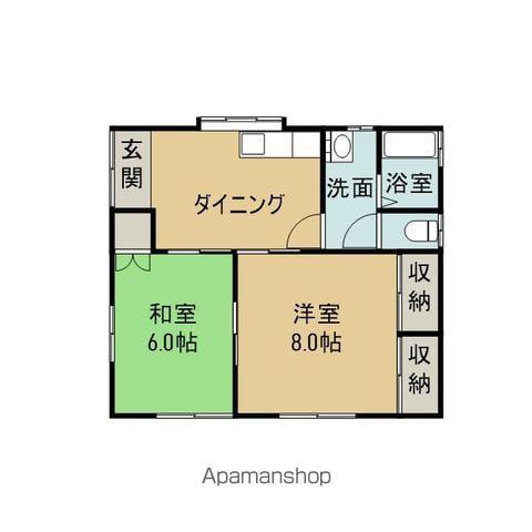 岩手県滝沢市 1階建 築38年(2DK)の間取り写真