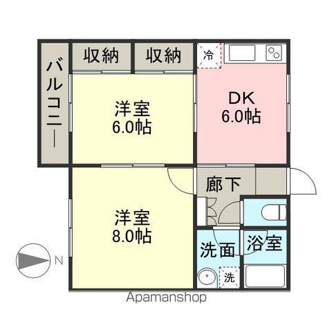ロイヤルヴィラK 1号館(2DK/2階)の間取り写真