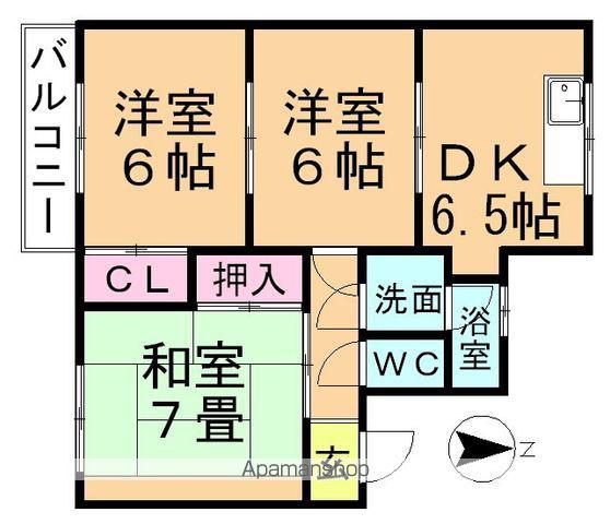 ルピナスアオヤナギ 南棟(3DK/2階)の間取り写真