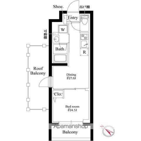 プラチナスクエア赤羽(1DK/5階)の間取り写真