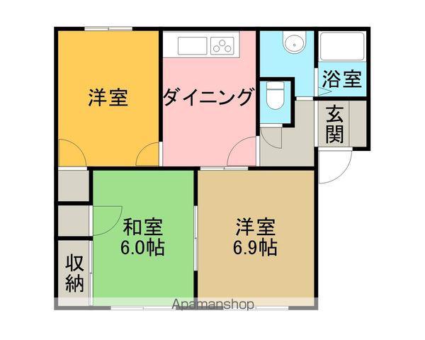 エトワール三津屋B棟(3DK/1階)の間取り写真
