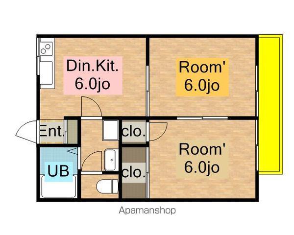 エコーハイツK(2DK/1階)の間取り写真