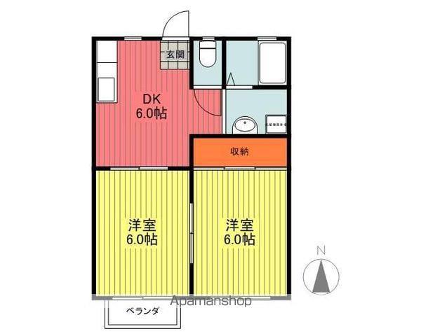 メゾングレース(2DK/1階)の間取り写真