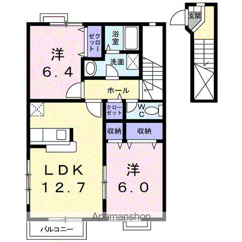 アドニス B(2LDK/2階)の間取り写真