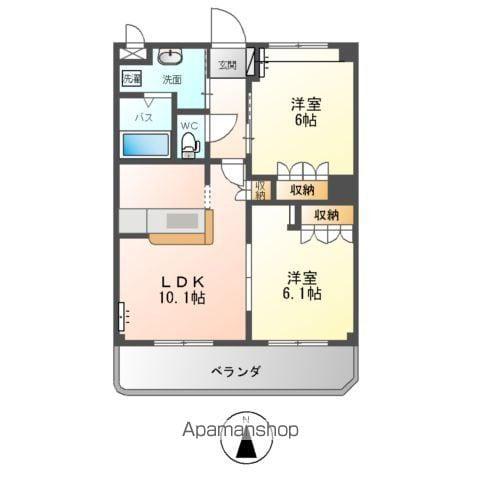 ベルファミーユ1(2LDK/2階)の間取り写真
