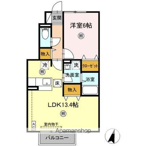 リバーグリーン(1LDK/1階)の間取り写真