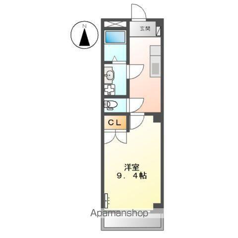 プランドールかの里(1K/1階)の間取り写真