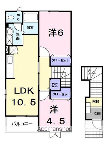 ドリーム夢B(2LDK/2階)の間取り写真