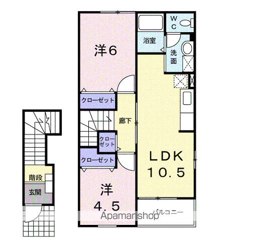 ティーフベルクA(2LDK/2階)の間取り写真