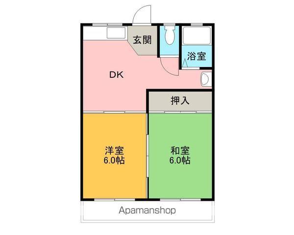 ふじハイツB(2K/2階)の間取り写真