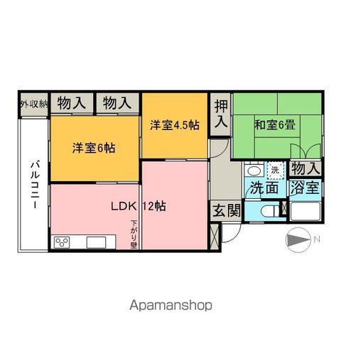入間仏子団地4号棟(3LDK/3階)の間取り写真