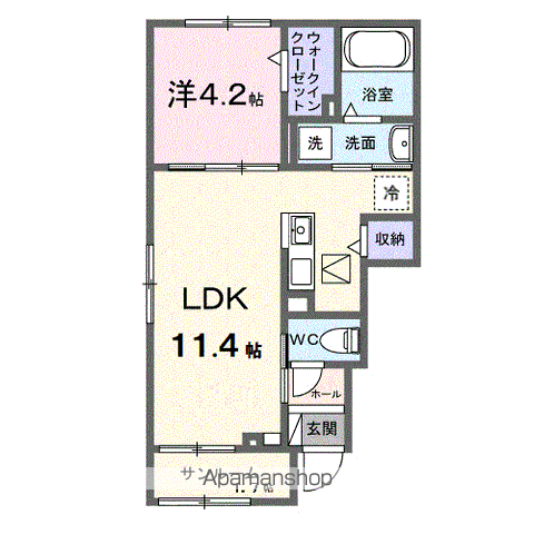 ベクエーム(1LDK/1階)の間取り写真
