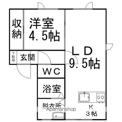 七条ハイツ(1LDK/2階)の間取り写真