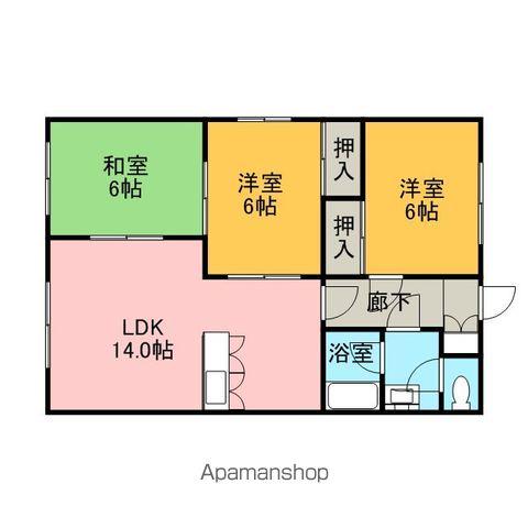 コーポムーンライトJ棟(3LDK/1階)の間取り写真