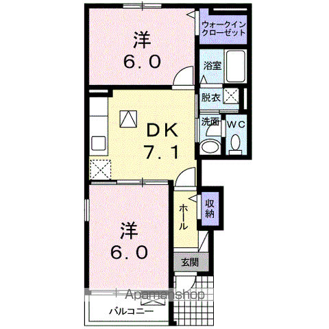 ステラ光(2DK/1階)の間取り写真