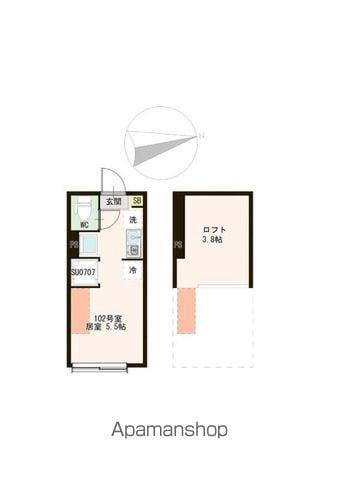 AURORA FUJIMIDAI(ワンルーム/1階)の間取り写真