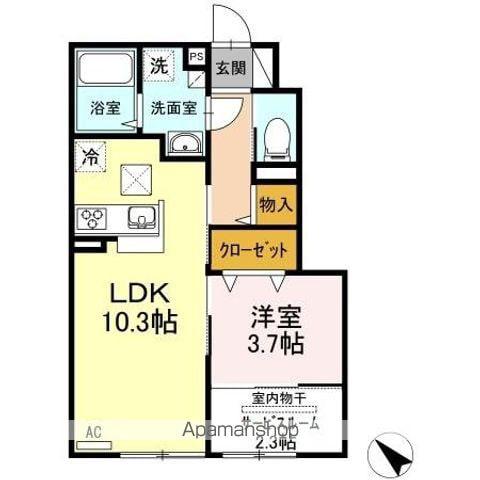 セジュール南花岡Ⅲ(1LDK/1階)の間取り写真