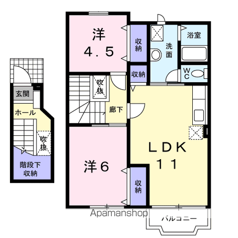 フォレスタC(2LDK/2階)の間取り写真