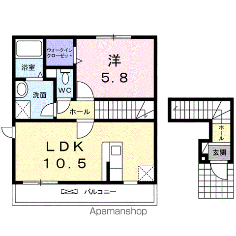 アンクルールA(1LDK/2階)の間取り写真