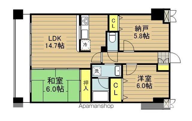 ロイヤルメドゥ北戸田(2SLDK/6階)の間取り写真
