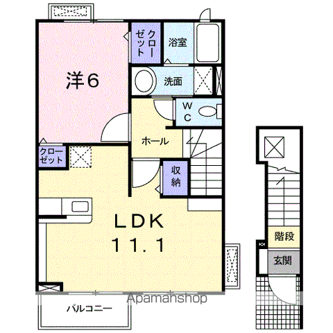 サニーソレイユ(1LDK/2階)の間取り写真