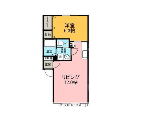 BELLE MAISON 浜田 B棟(1LDK/1階)の間取り写真