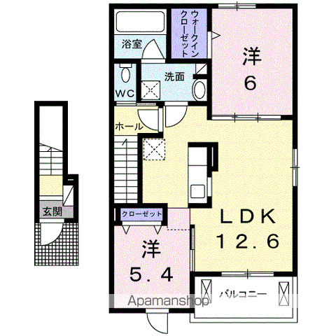 ノバ・レジデンスA(2LDK/2階)の間取り写真