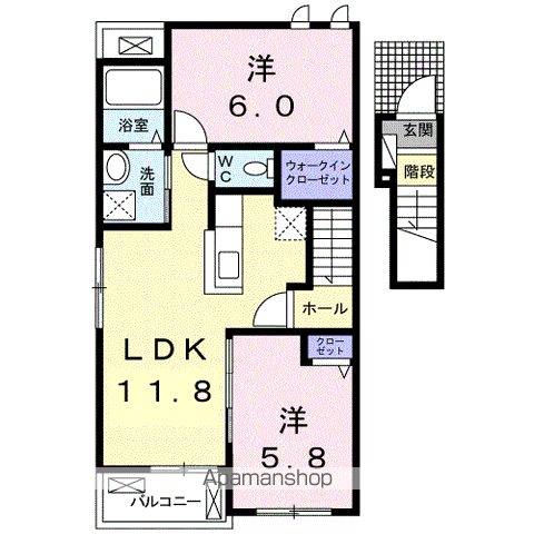 リナリア Ⅱ(2LDK/2階)の間取り写真