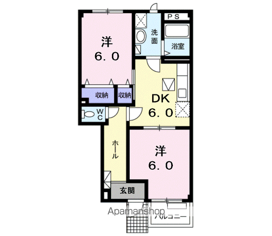 ソレイユ・K(2DK/1階)の間取り写真