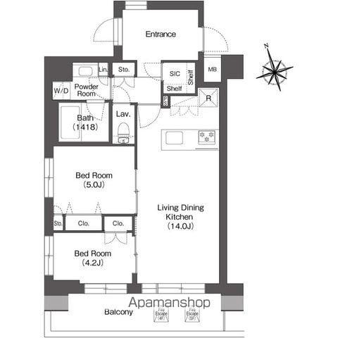 ルーウェ東大泉(2LDK/4階)の間取り写真