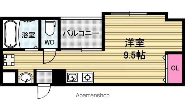 フレアコート北浜(ワンルーム/10階)の間取り写真