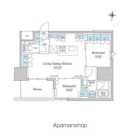 スタイリオ蒲田ウエスト(2LDK/8階)の間取り写真