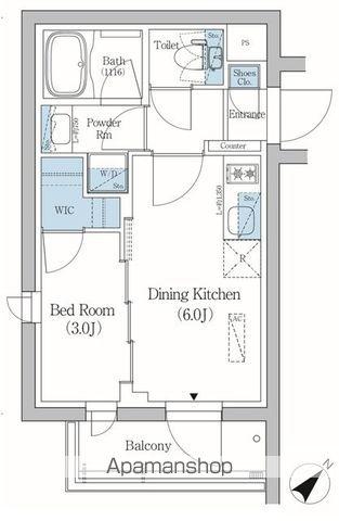 プライムブリス品川旗の台(1DK/1階)の間取り写真